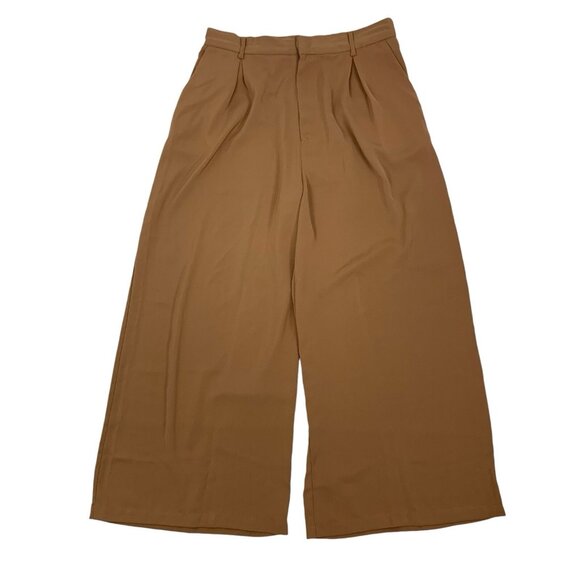 Tron Jori Pants XL Tan Wide Leg Trousers Boho Minimalist Chic - Picture 1 of 7